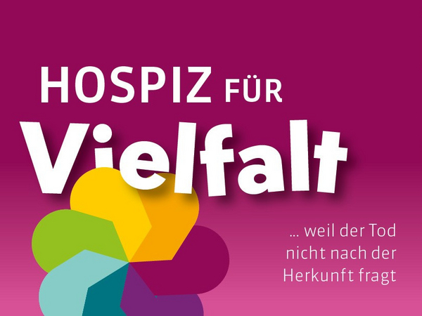 Grafik mit buntem Fächer auf einer lilafarbenen Fläche steht für Initiative Hospiz für Vielfalt vom Deutschen Hospiz- und PalliativVerband e.V.